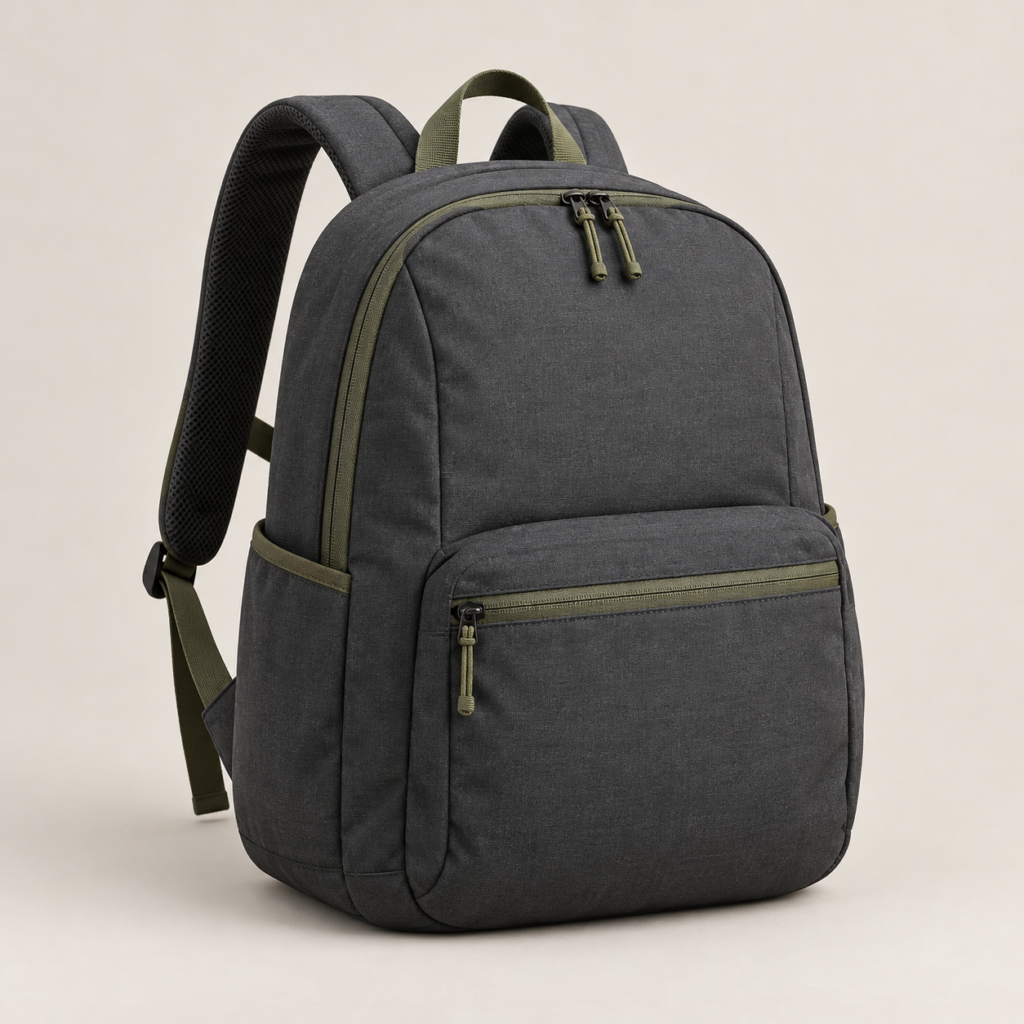 Charcoal urban daypack with olive trim