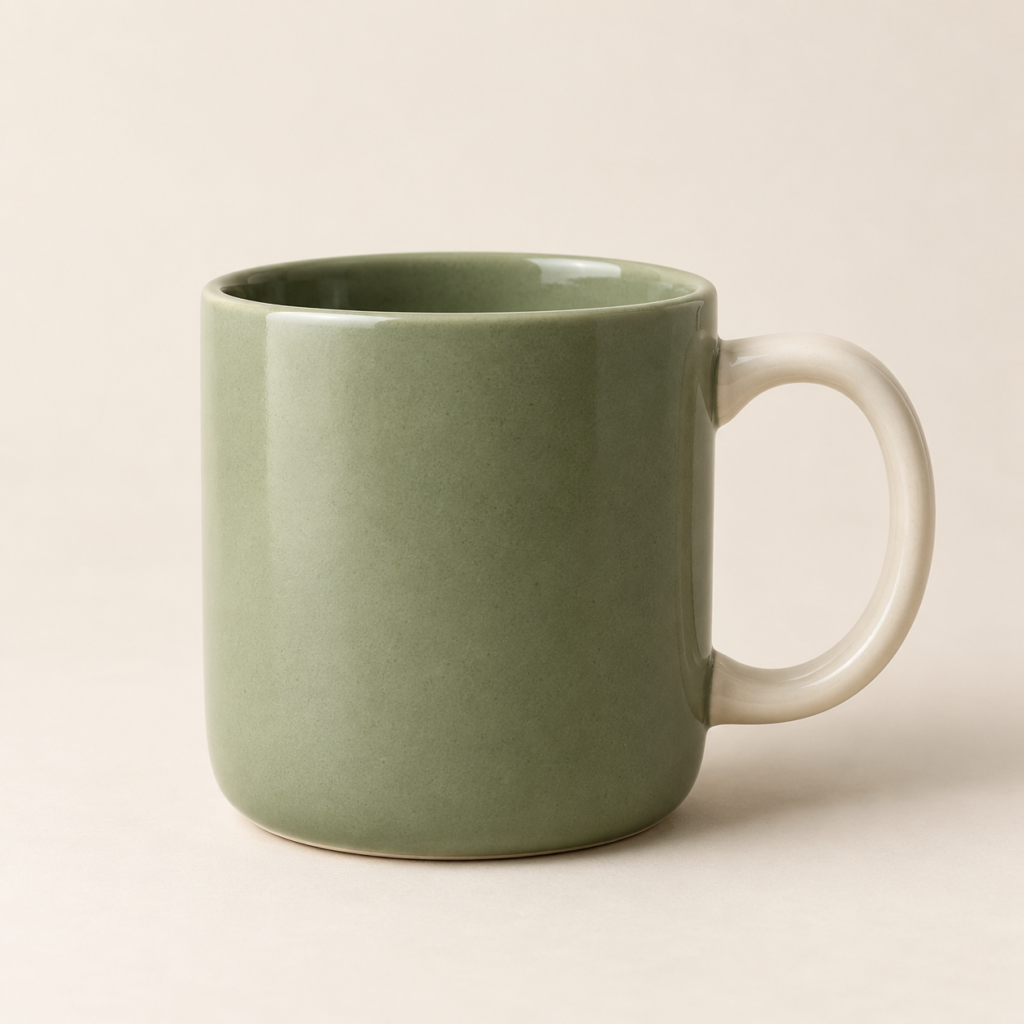 Sage green ceramic coffee mug