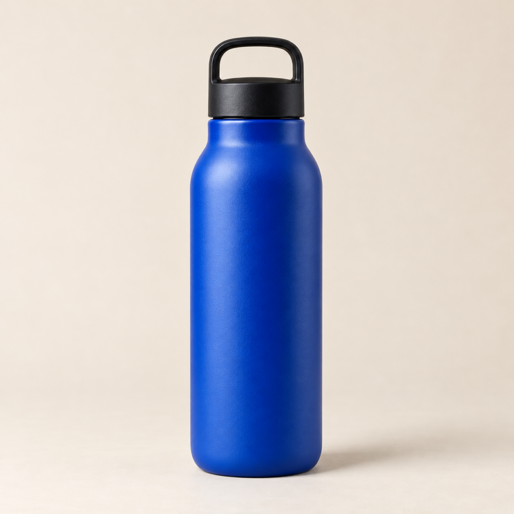 Cobalt blue insulated stainless steel water bottle